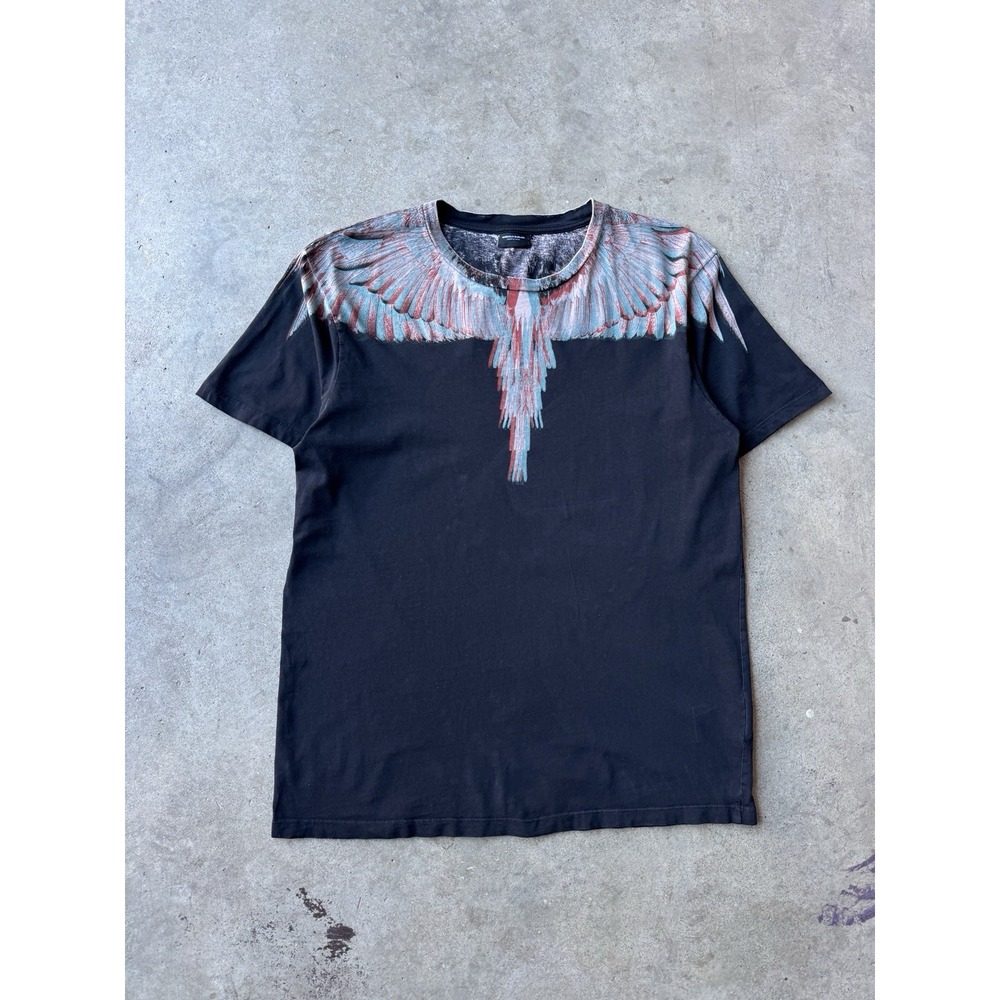 Marcelo Burlon Y2K Eagle Feathers Black Skater Grunge T-Shirt Small